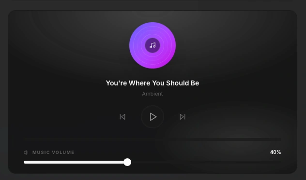 Ambient player playing a track called You're Where You Should Be
