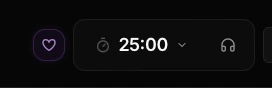 Toolbar timer showing 25:00